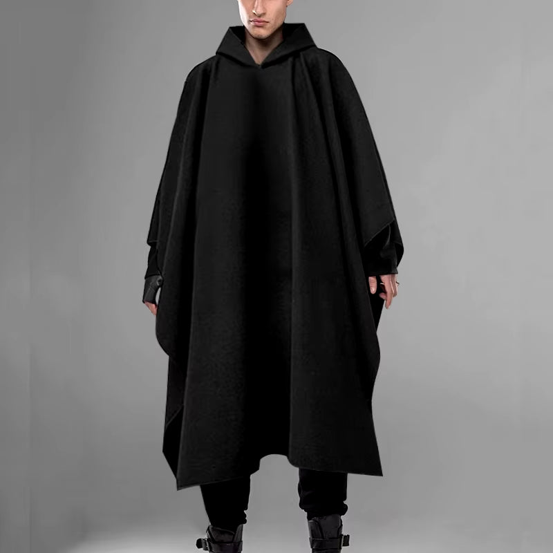 Fashion Men's Cloak Coats Hooded Solid Loose 2023 Streetwear Punk Windproof