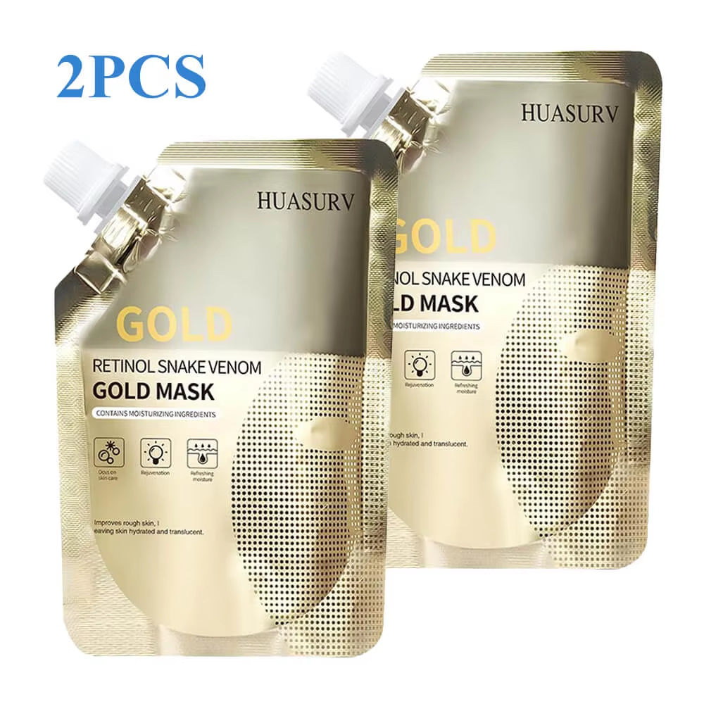 2 Pcs Moisturizing Retinol Snake Venom Peptide Gold Mask 